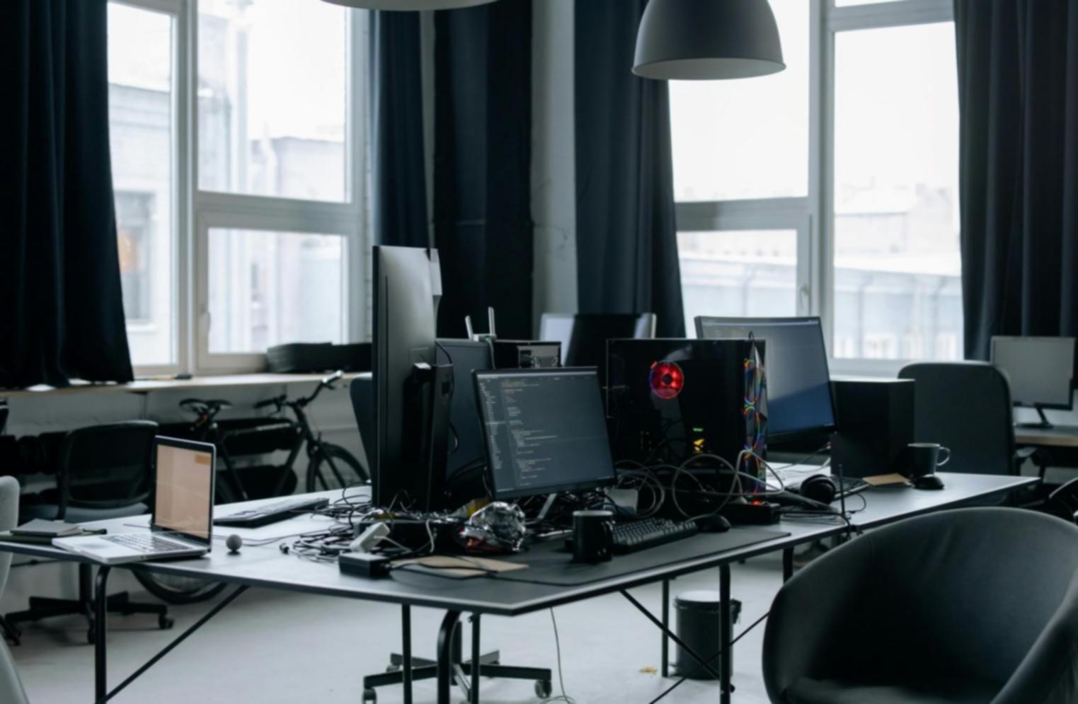 Students working collaboratively on web development projects in a modern classroom setting